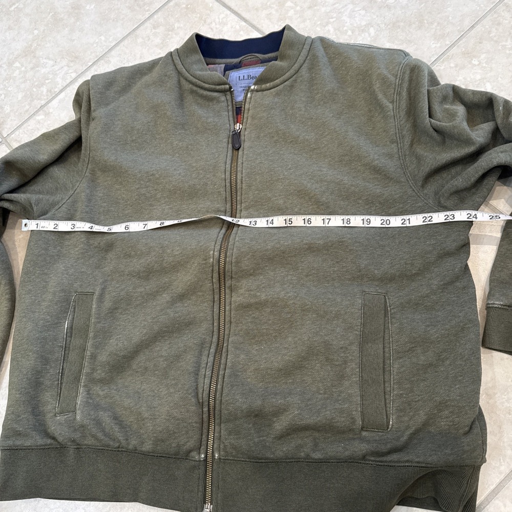 LL Bean Green Shacket Jacket Coat Flannel Lined Full Zip Traditional Fit Sz L - Picture 2 of 10